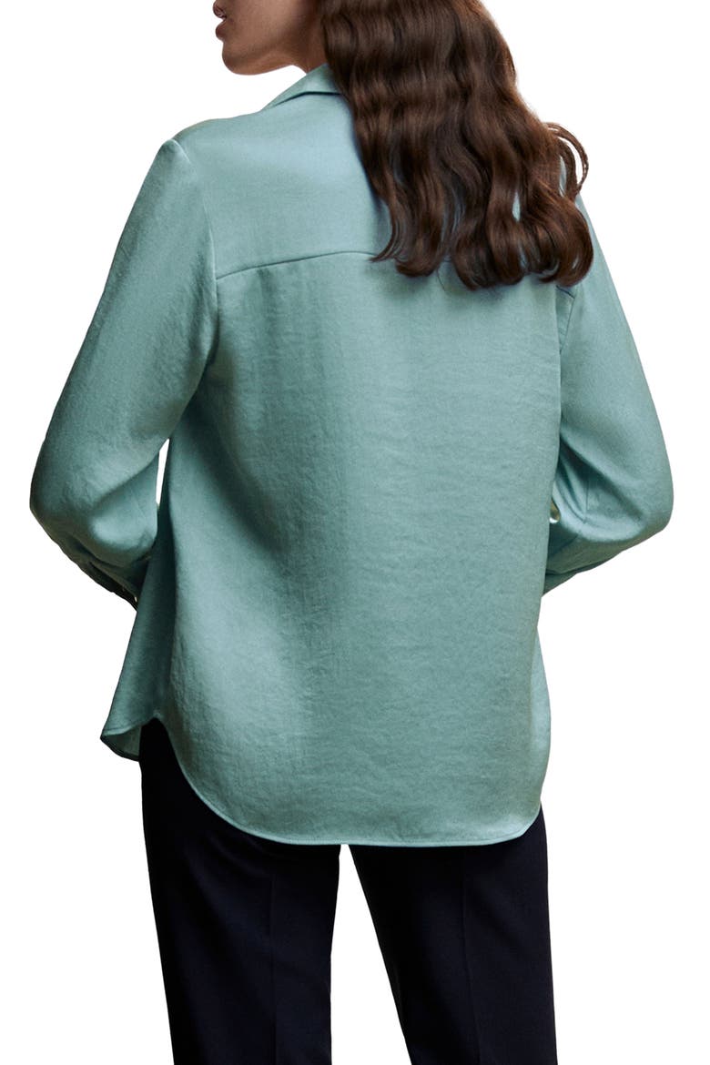 Satin Button-Up Shirt, Alternate, color, MEDIUM BLUE