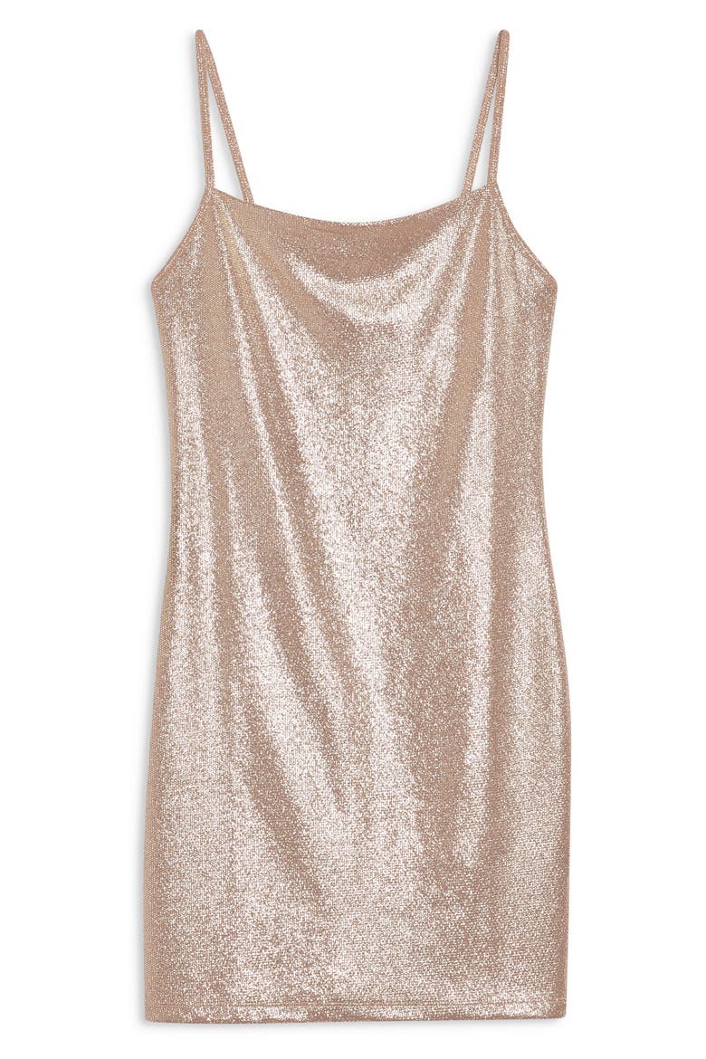 Metallic Foil Body-Con Minidress, Alternate, color, GOLD