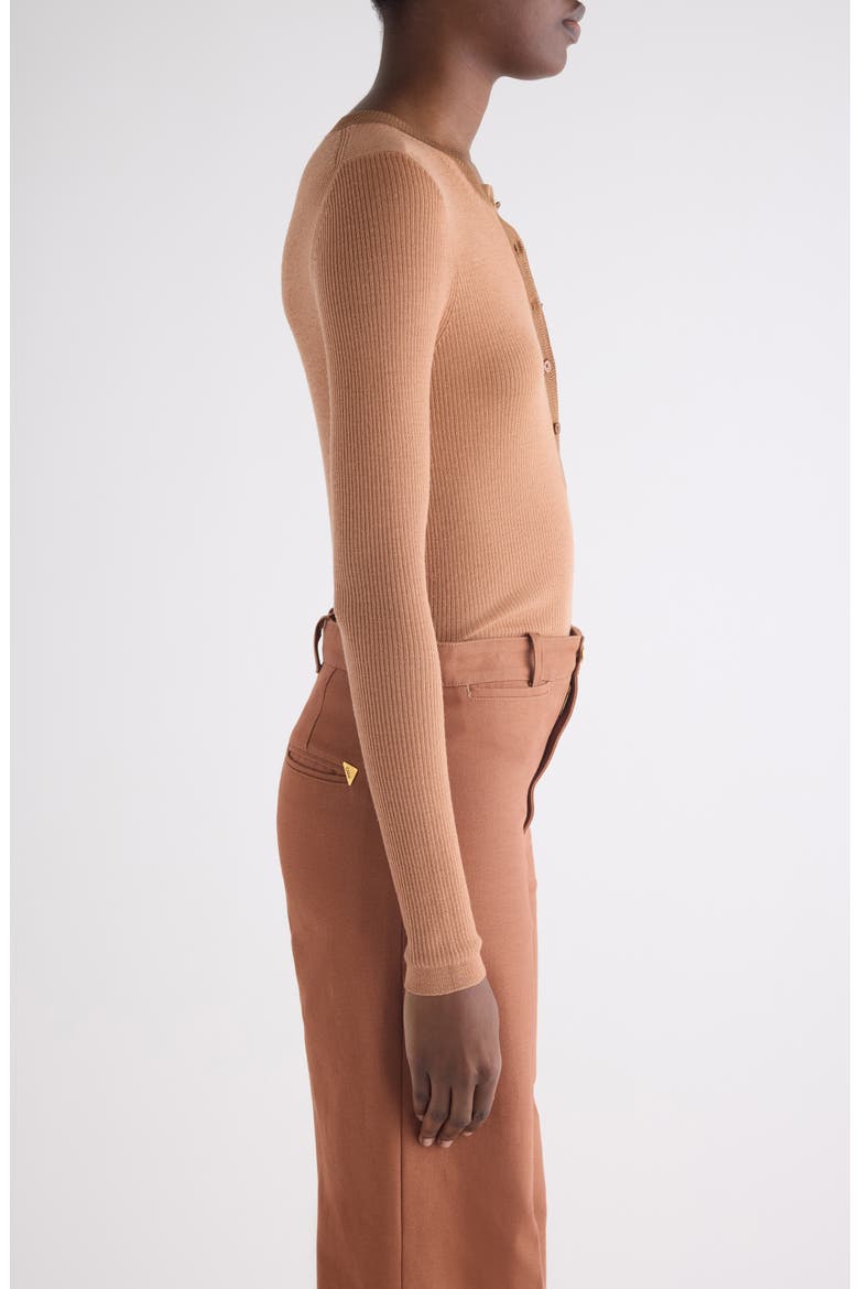 Long Sleeve Wool Rib Henley, Alternate, color, PINK - BROWN