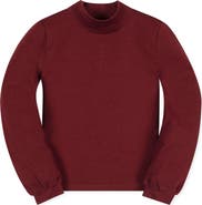 Hope & Henry Kids' Organic Mock Neck Balloon Sleeve Knit Top