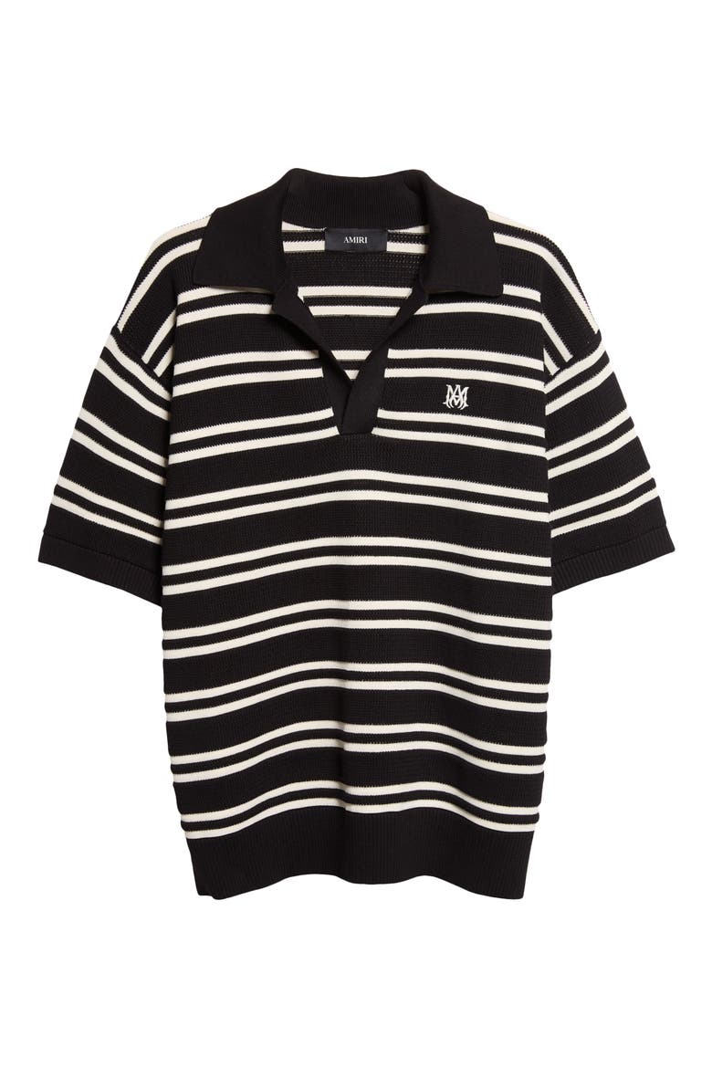 MA Stripe Polo Sweater, Alternate, color, BLACK