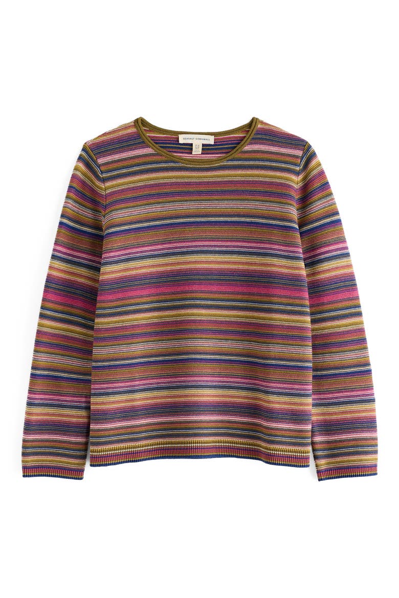 Makers Stripe Rib Organic Cotton Sweater, Alternate, color, RIPPLE MARKS FERN MO