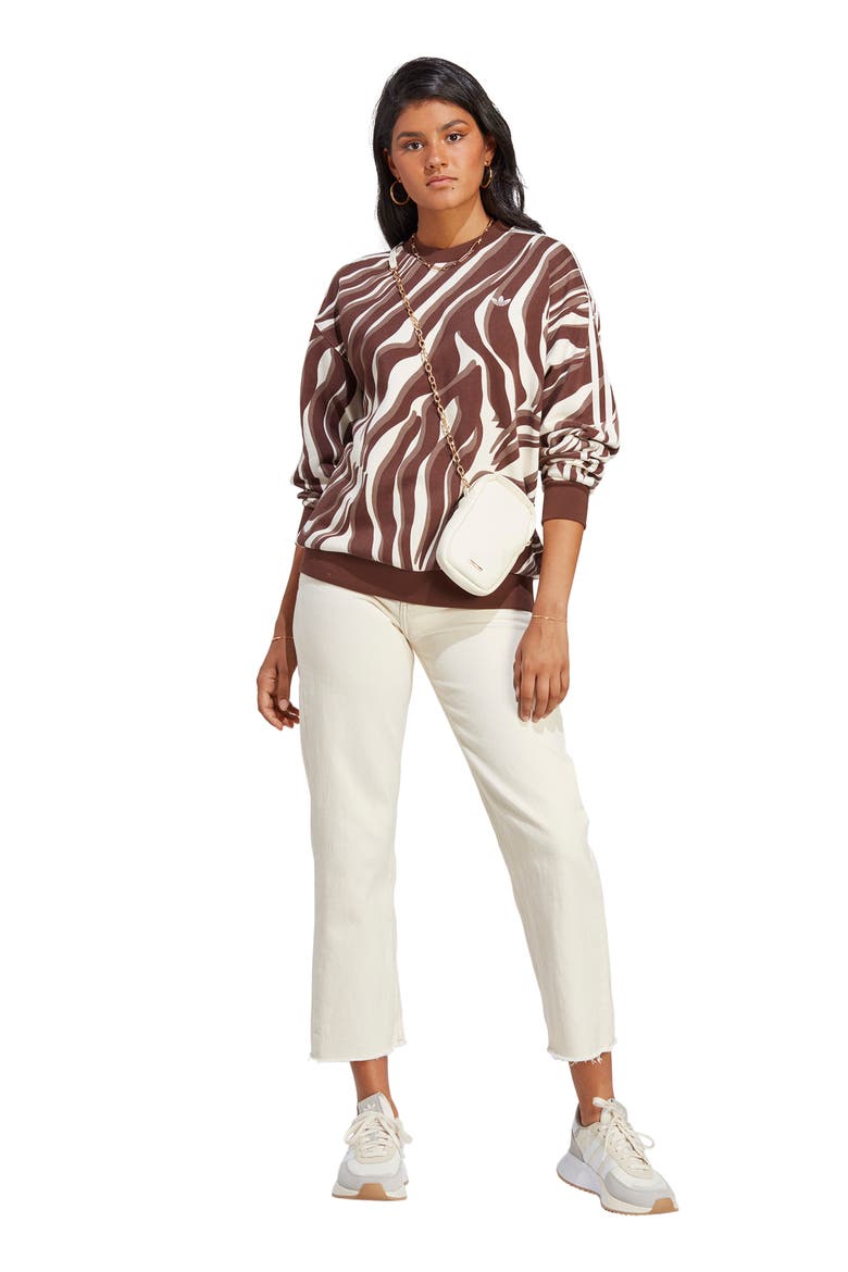 Abstract Animal Print Sweatshirt, Alternate, color, BROWN
