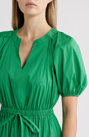 Tiered Puff Sleeve Midi Dress