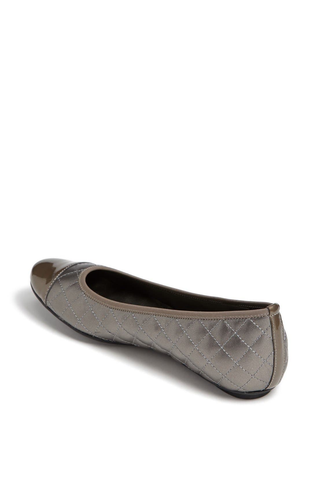 'Serene' Flat, Alternate, color, PEWTER NAPPA/ PATENT