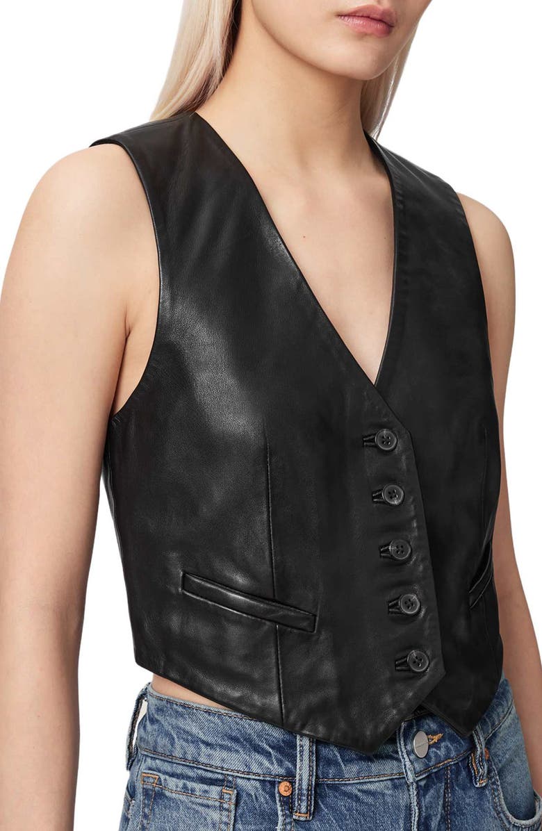 AllSaints Arla Leather Vest, Alternate, color, 