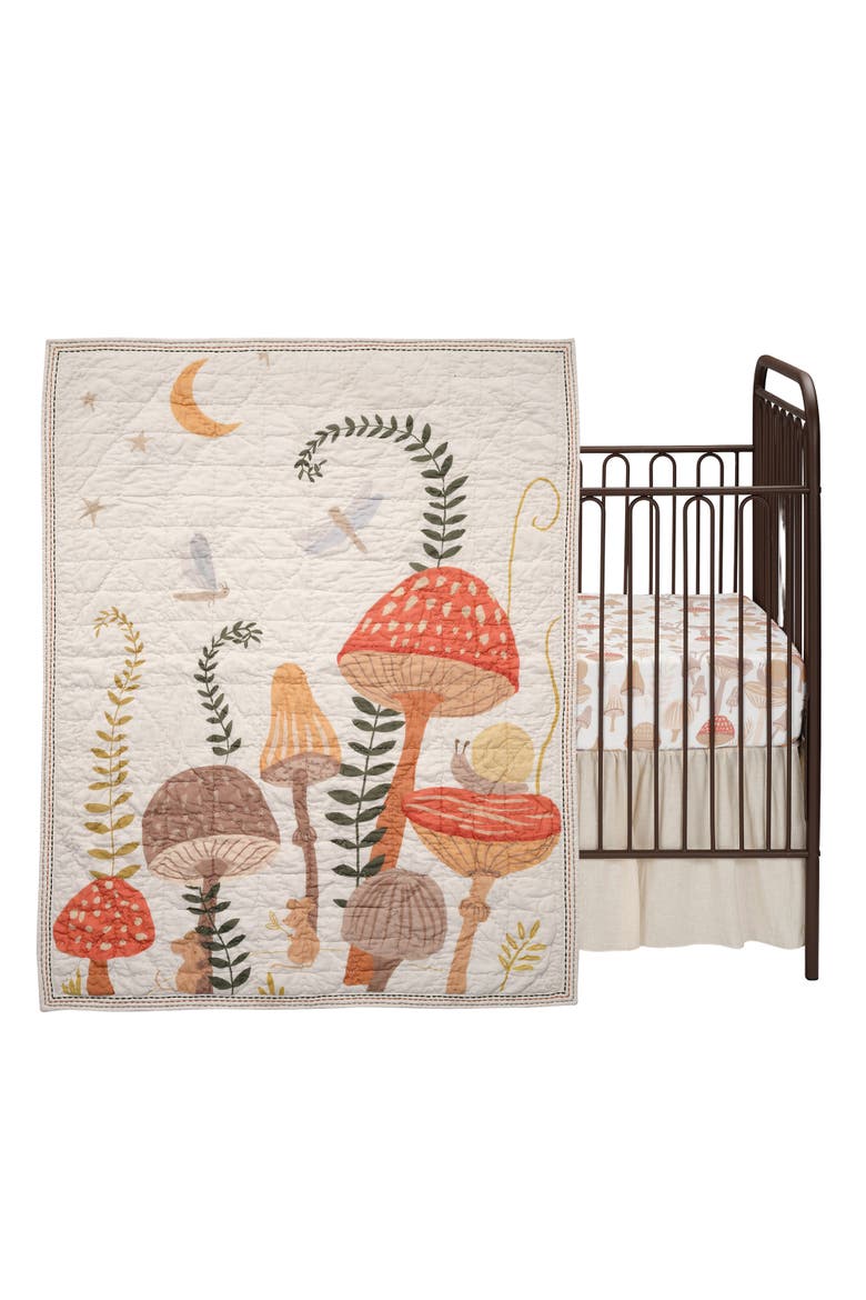 Mushroom Meadow 3-Piece Organic Cotton Infant Baby Crib Bedding Set, Main, color, Multicolor