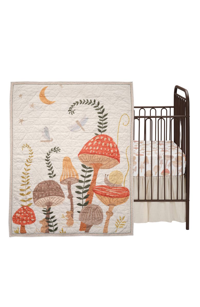 Lambs & Ivy Mushroom Meadow 3-Piece Organic Cotton Infant Baby Crib Bedding Set, Main, color, Multicolor