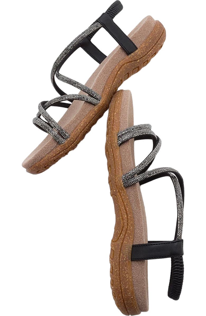 Prologue Shoes Ever Embellished Sandal, Alternate, color, Black Faux Leather