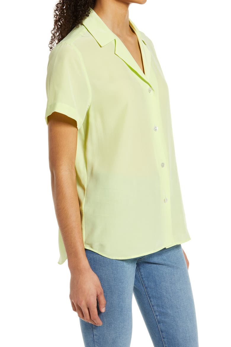 Talullah Silk Camp Shirt, Alternate, color, LIME POP