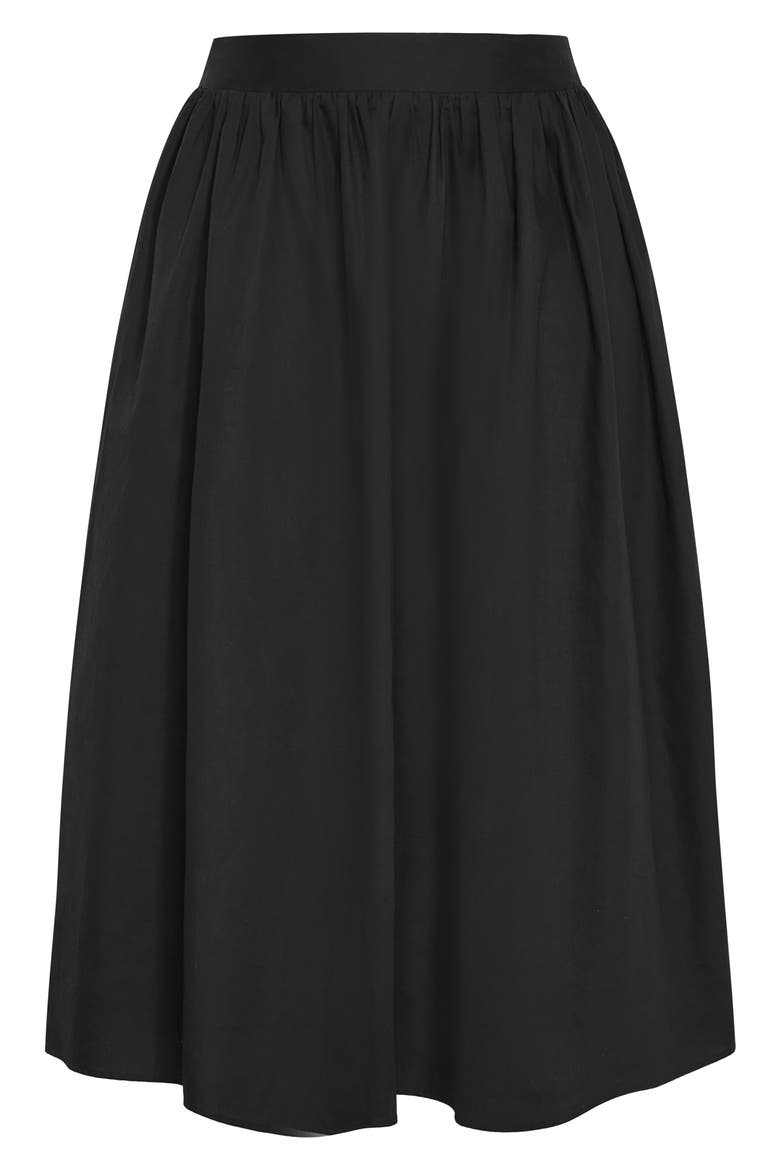 Maci Cotton Midi Skirt, Alternate, color, BLACK