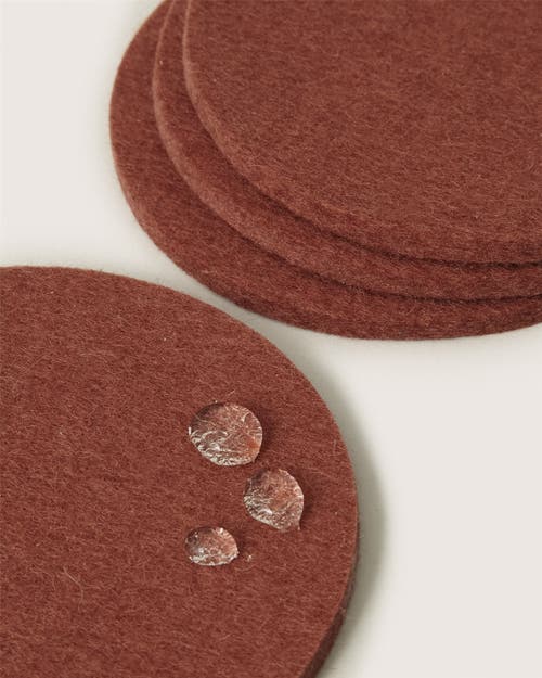Graf & Lantz Graf Lantz Bierfilzl Merino Wool Round Coaster Solid 4 Pack In Terracotta