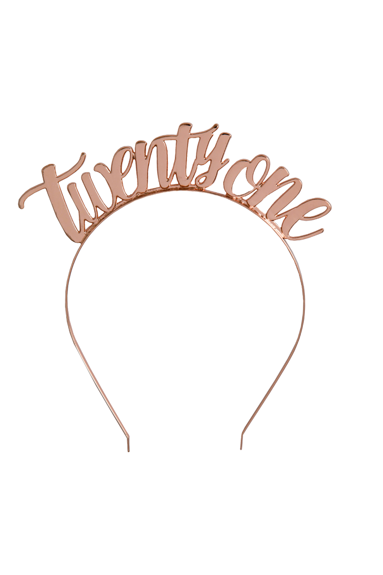 Milestone Events Metal Headbands, Main, color, Rose Gold Twenty One