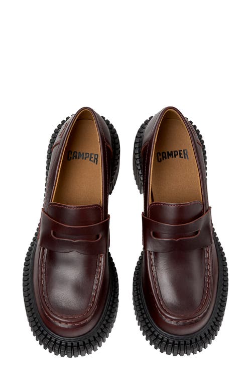 Camper Pix London Leather Penny Loafers In Burgundy