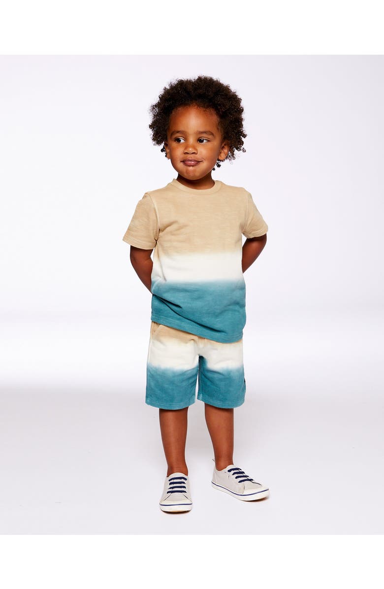 Deux par Deux Little Boy's French Terry Short Gradient Beige And Teal, Alternate, color,