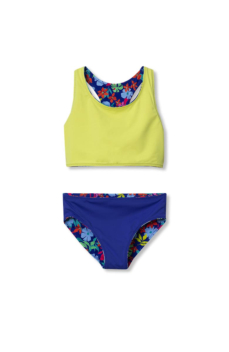 Lands' End Girls Wrap Front Bikini Swimsuit Set, Alternate, color, Blue/Multi Floral