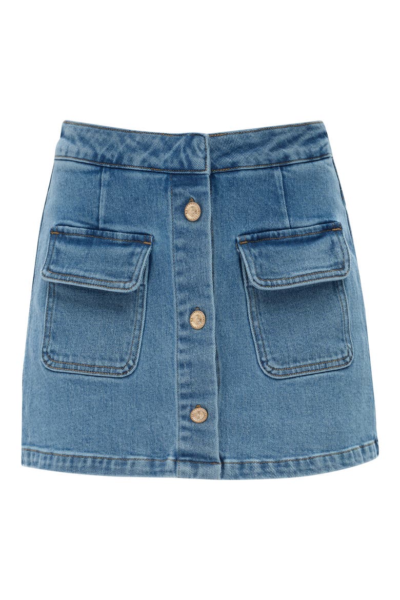 High Waist Culotte Denim Skort, Alternate, color, MEDIUM BLUE