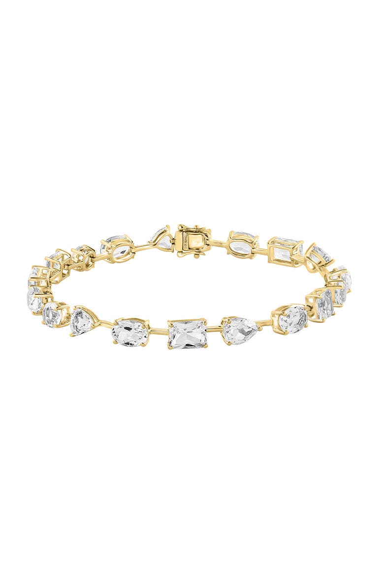 14K Yellow Gold Multi Shape White Topaz Bracelet, Main, color, 14K Gold