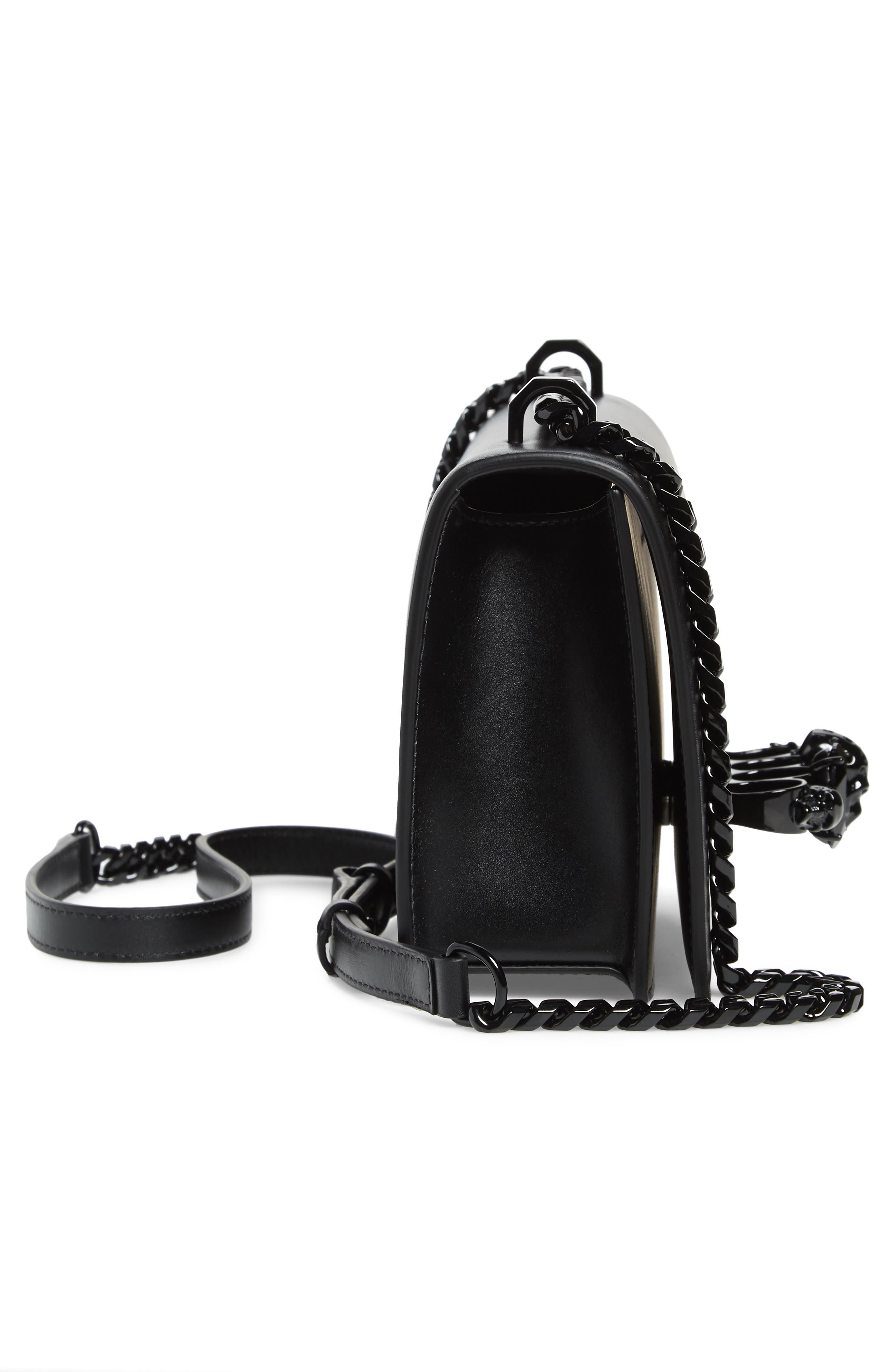 McQueen Alexander McQueen Blackout Leather Crossbody Knuckle Bag, Alternate, color, Black