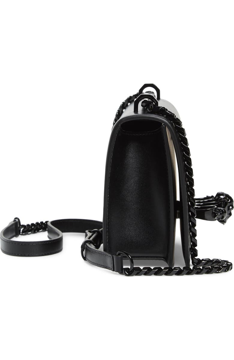 McQueen Alexander McQueen Blackout Leather Crossbody Knuckle Bag, Alternate, color, Black