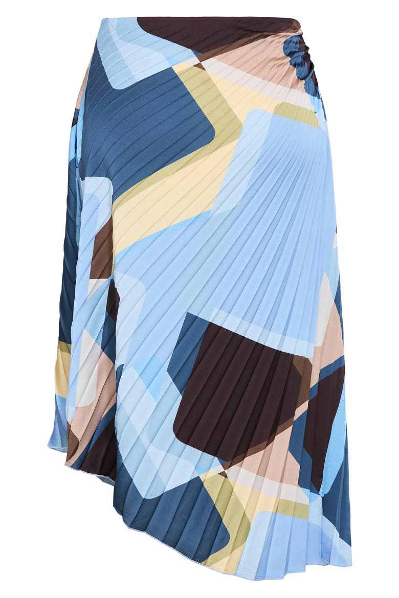 Amaya Pleated Asymmetrical Skirt, Alternate, color, BLUE ABSTRACT