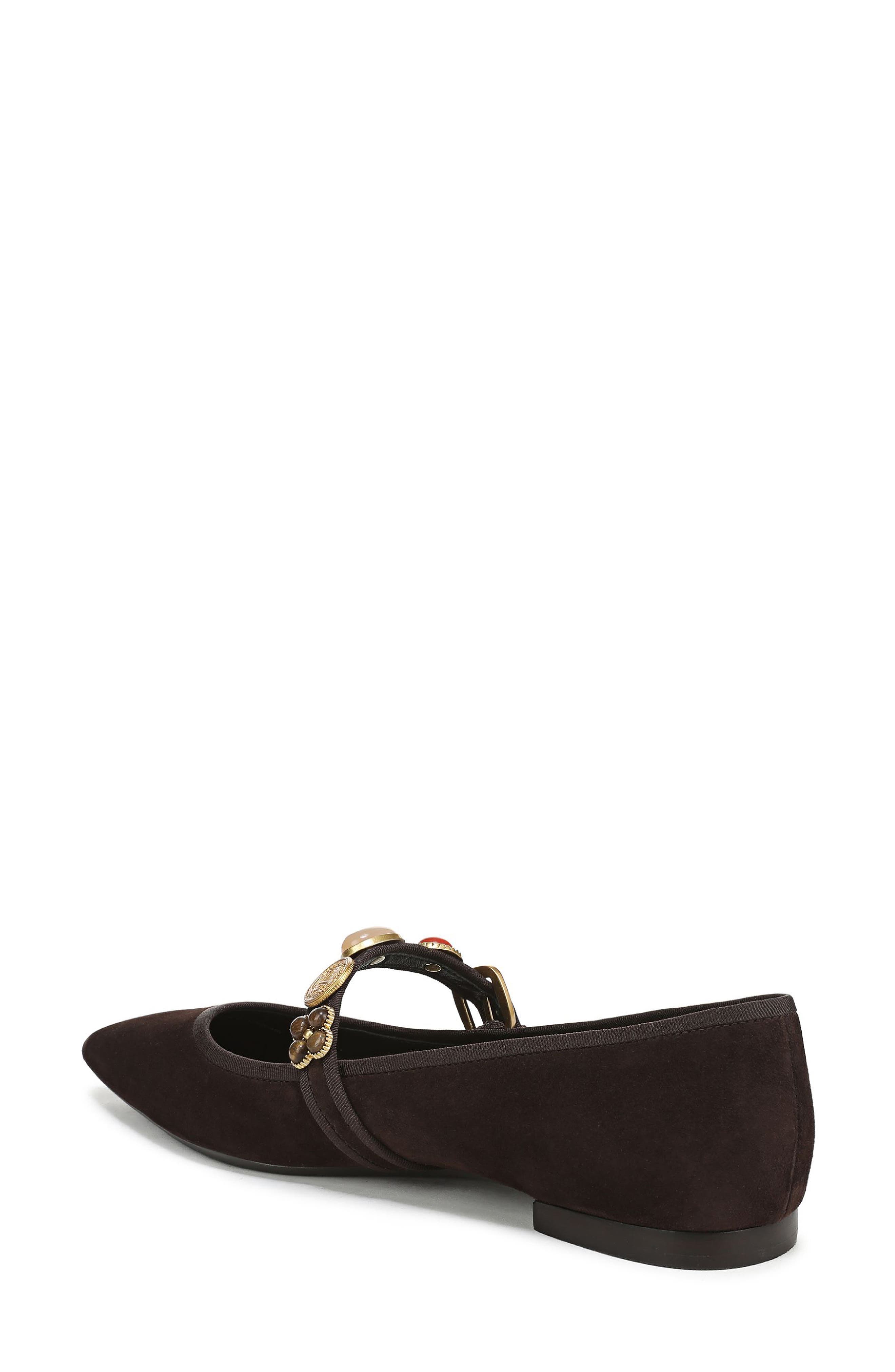 Veronica Beard Selene Charms Pointed Toe Flat, Alternate, color, Espresso