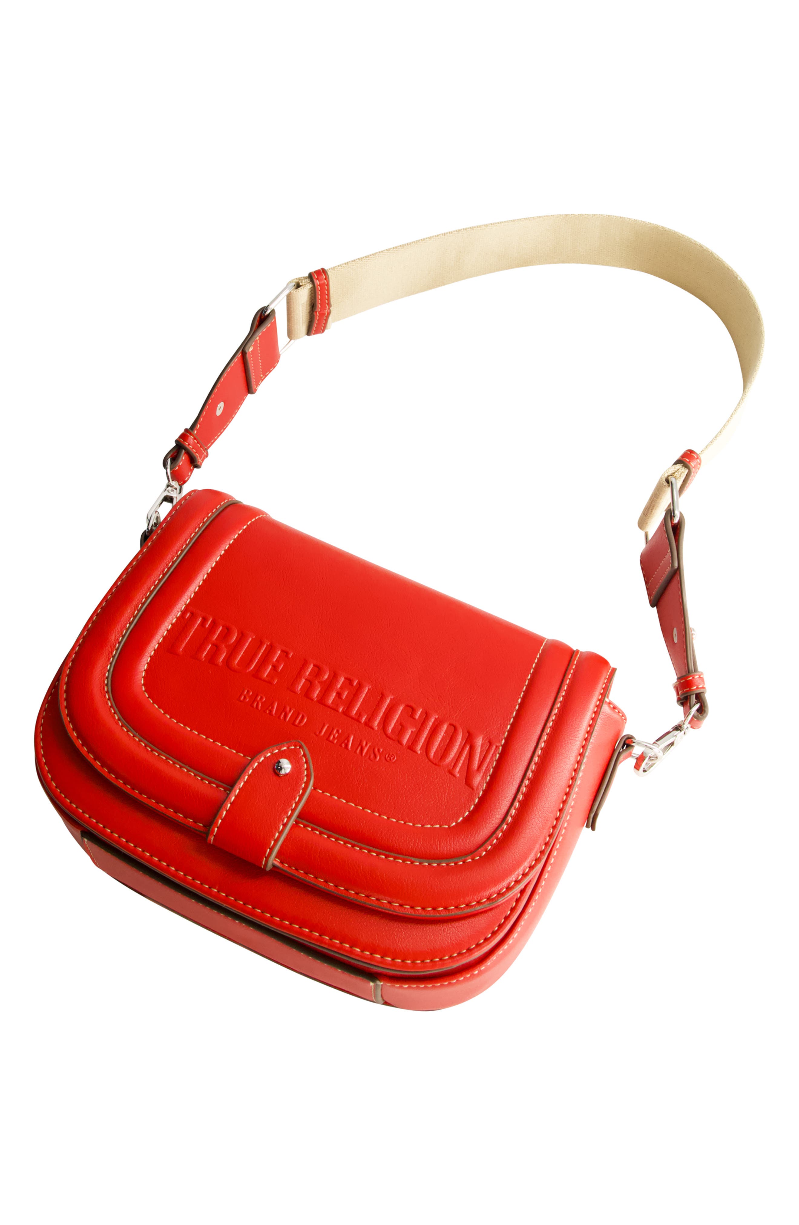 True Religion Bombe Saddle Crossbody Bag, Alternate, color, Red
