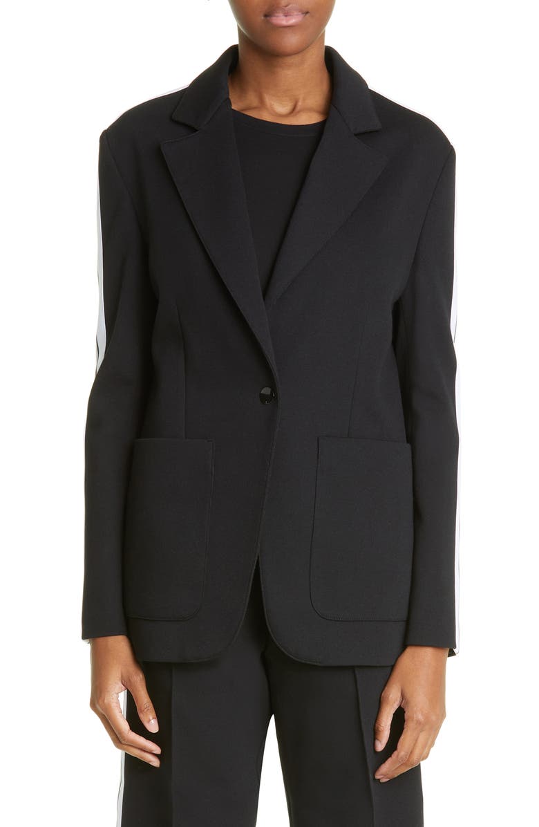 Palm Angels Track Stripe Cotton Blend Blazer, Main, color, 
