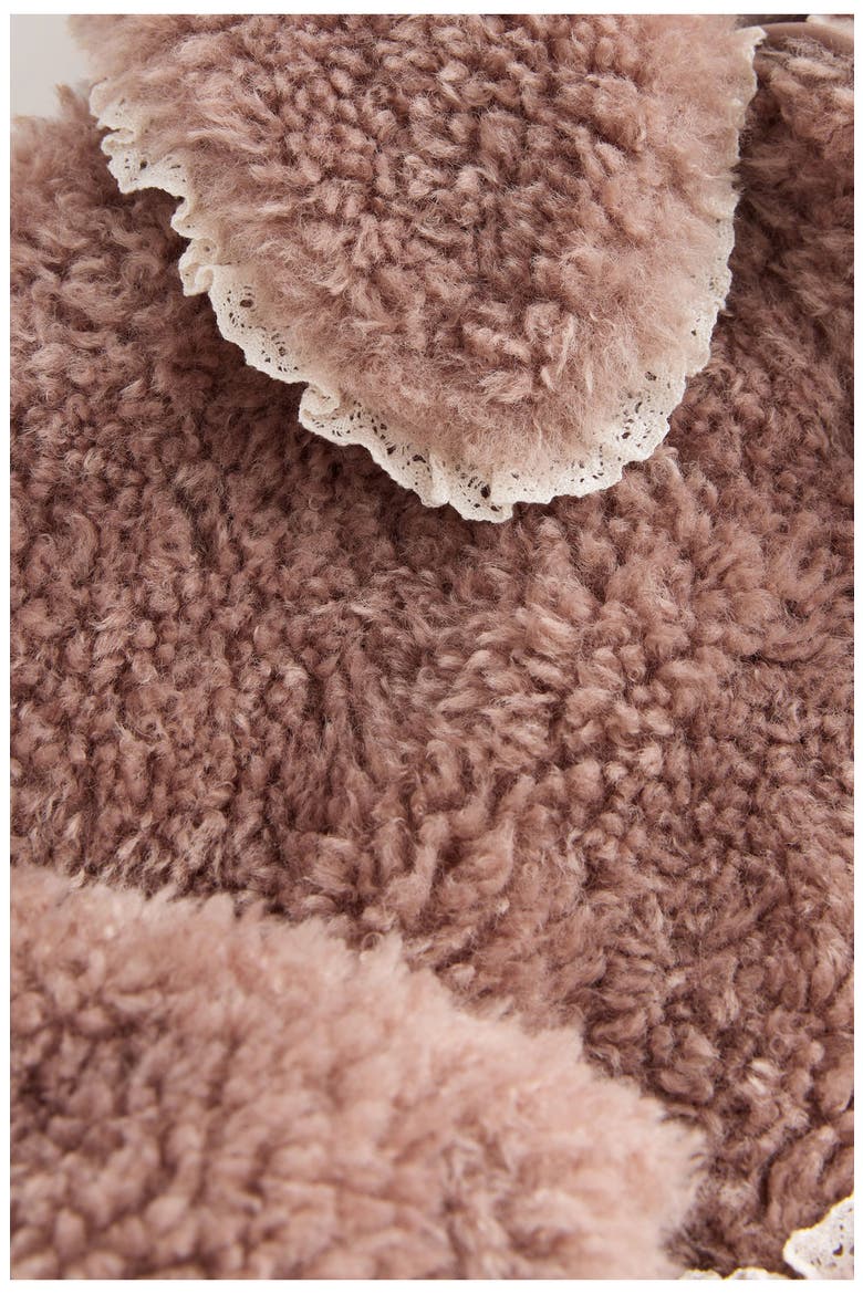 Kids' Lace Trim Teddy Fleece Jacket, Alternate, color, NEUTRAL
