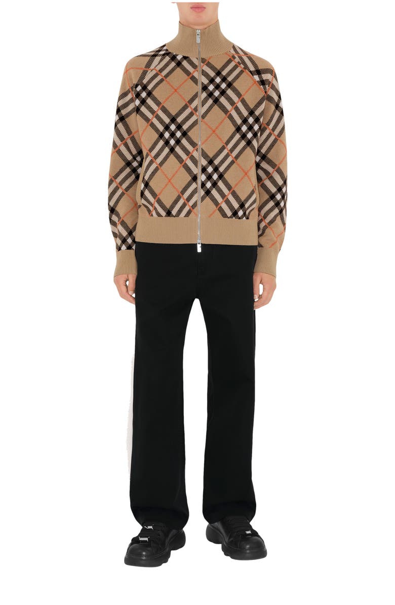 Burberry Check Wool Mohair Blend Jacket, Main, color, Sand