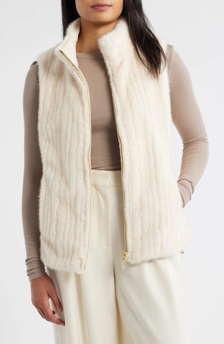 Via Spiga Reversible Faux Fur Vest, Alternate, color, Beige