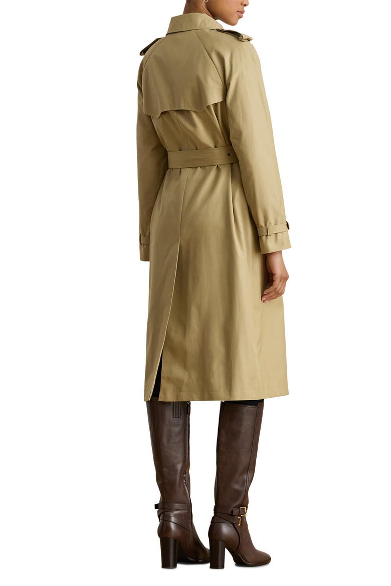 Double Breasted Cotton Blend Trench Coat, Alternate, color, SAND