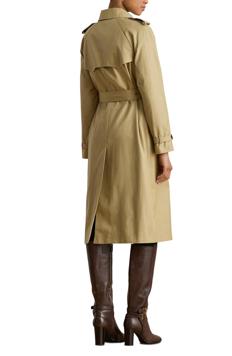Lauren Ralph Lauren Double Breasted Cotton Blend Trench Coat, Alternate, color, Sand