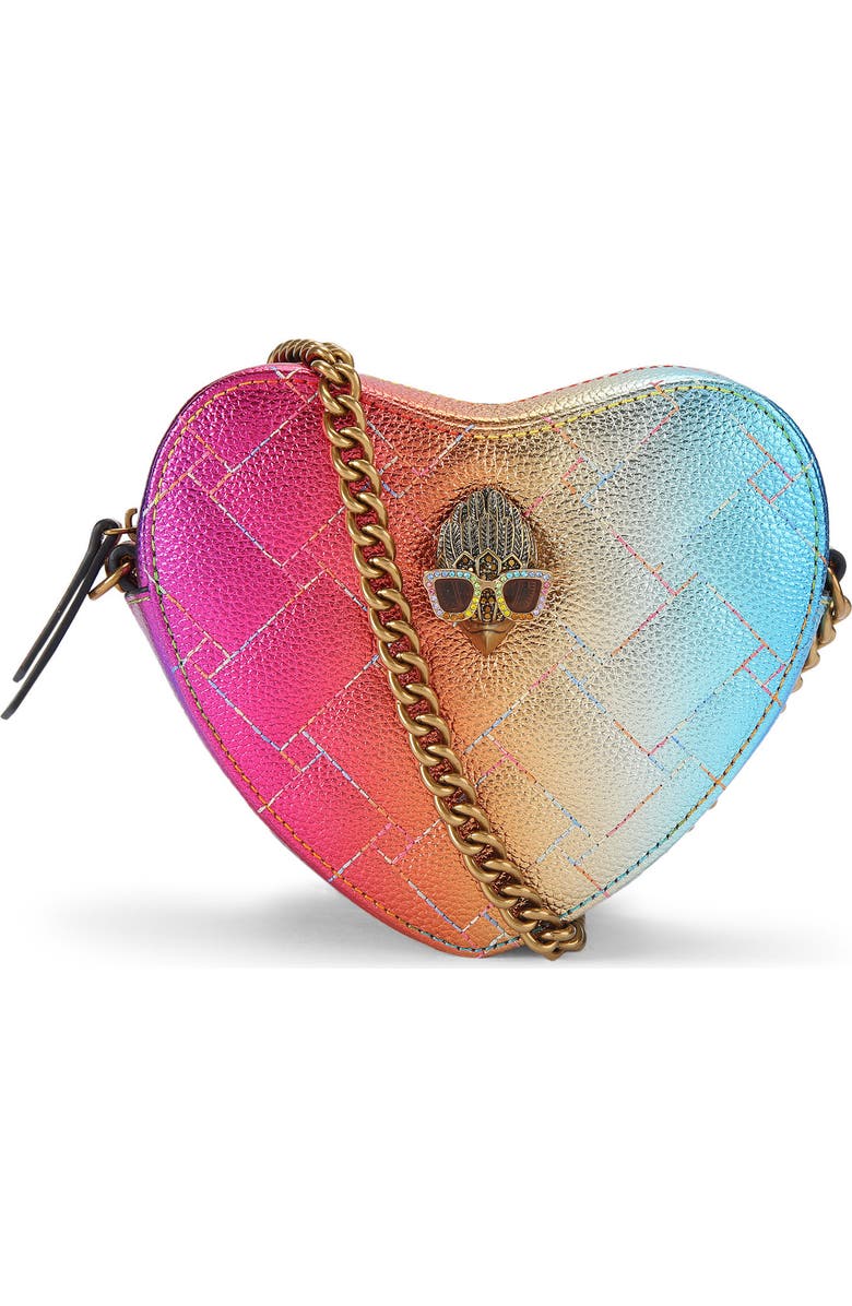 Kurt Geiger London Kensington Heart Quilted Leather Crossbody Bag, Main, color, Pink