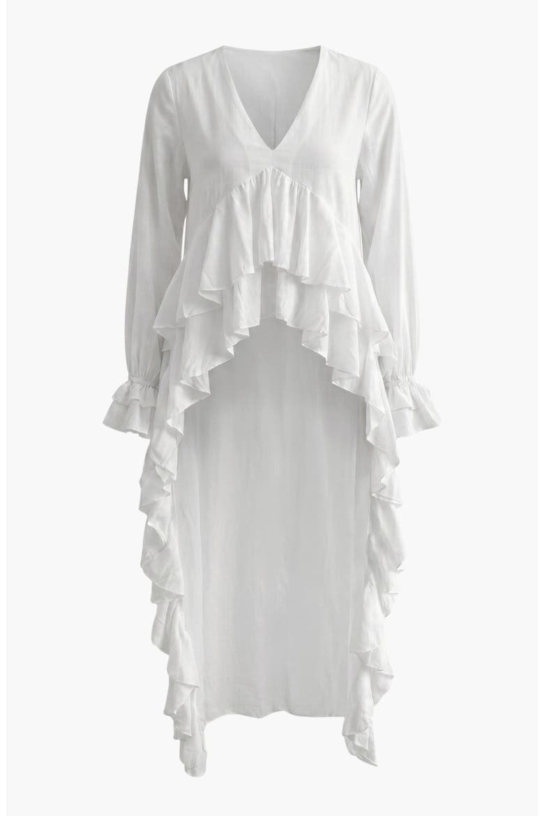 Ruffle Trim High Low Blouse, Alternate, color, Ivory