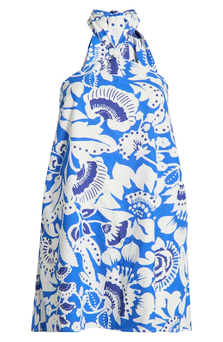 SUGARLIPS Ronan Floral Amory Halter Minidress, Alternate, color, Blue-White