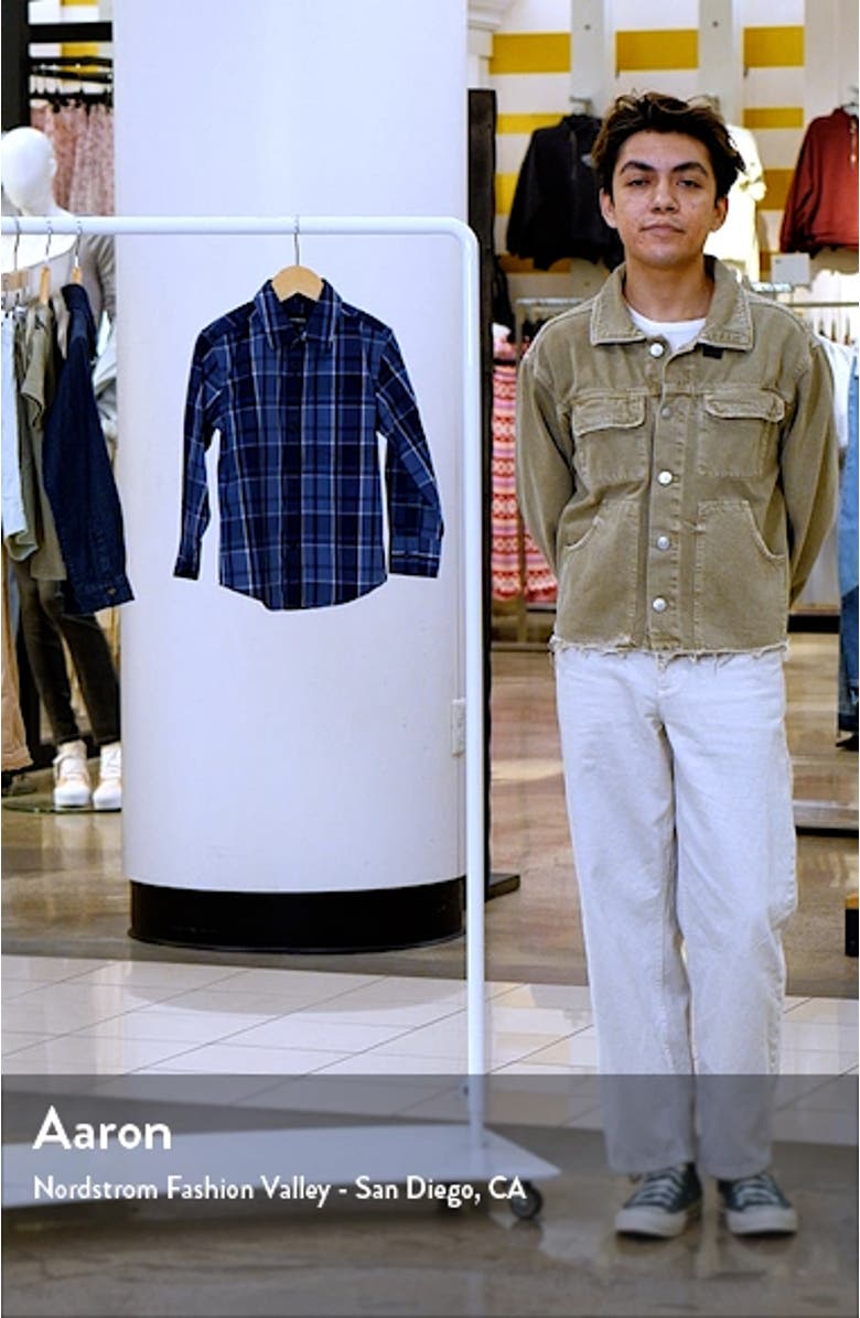 Kids' Stripe Poplin Button-Up Shirt, sales video thumbnail