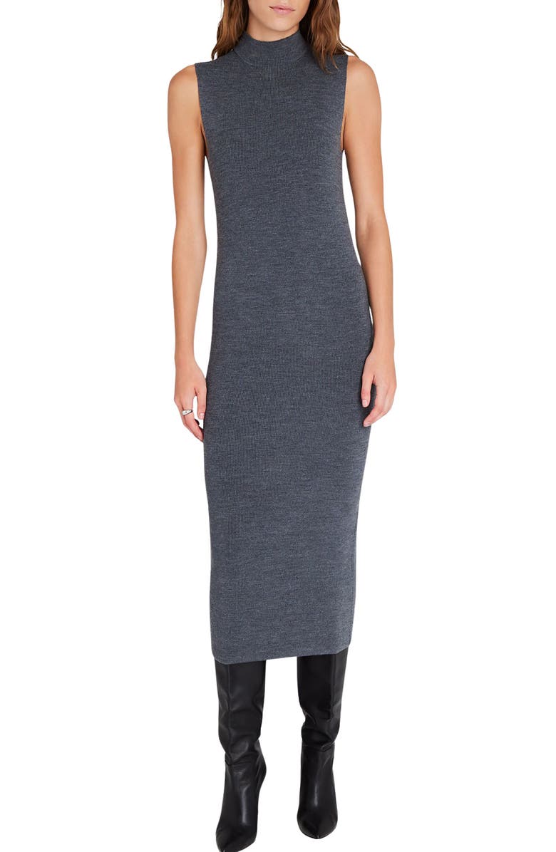 Club Monaco Mock Neck Rib Wool Blend Maxi Dress, Main, color,