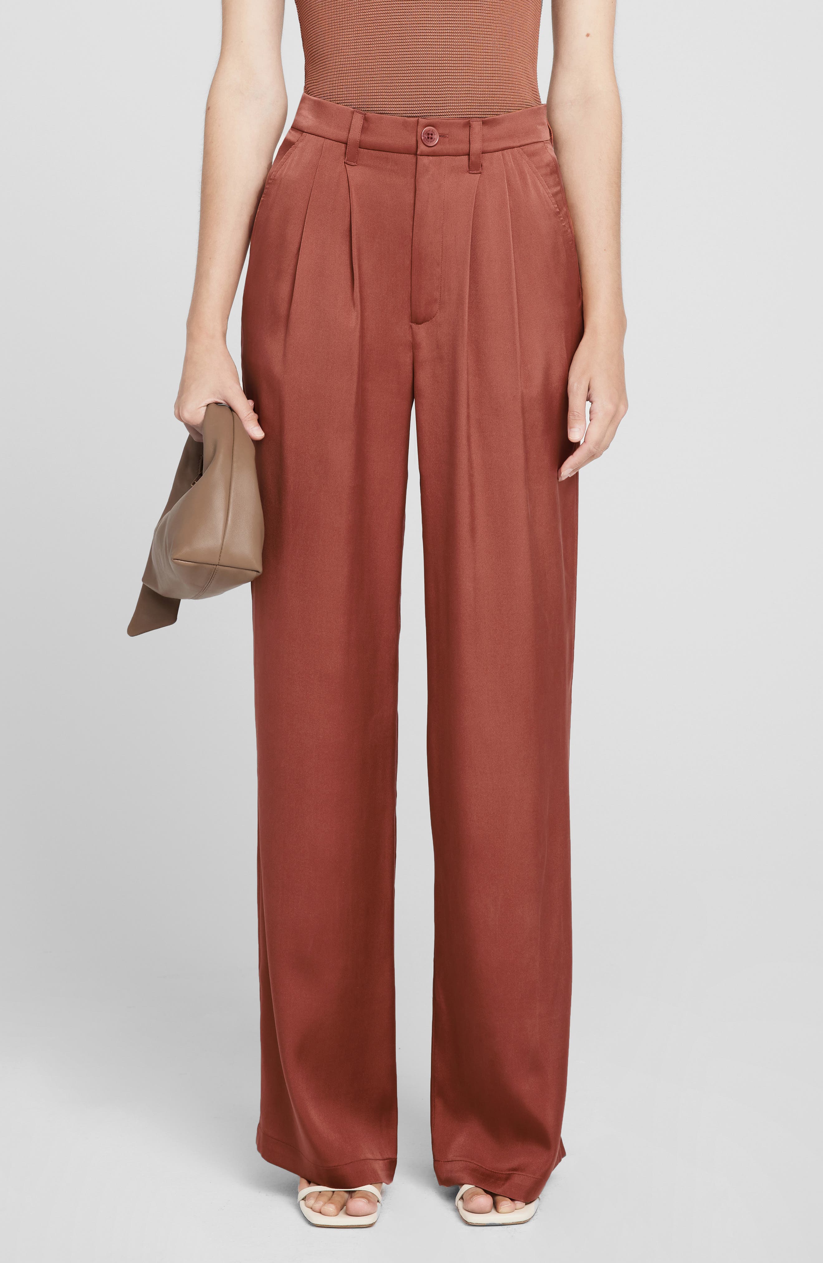 Carrie High Waist Silk Wide Leg Pants