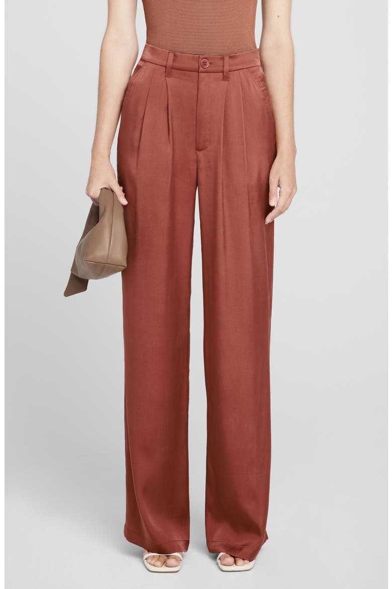 Carrie High Waist Silk Wide Leg Pants, Main, color, TERRACOTTA SILK