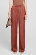 ANINE BING Carrie High Waist Silk Wide Leg Pants