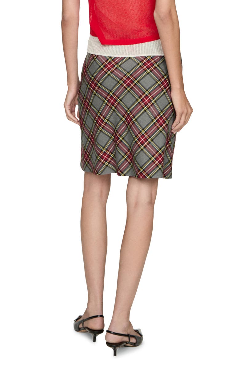 MANGO Check Lace Trim Skirt, Alternate, color, 