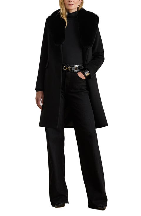 Faux Fur Trim Reefer Jacket