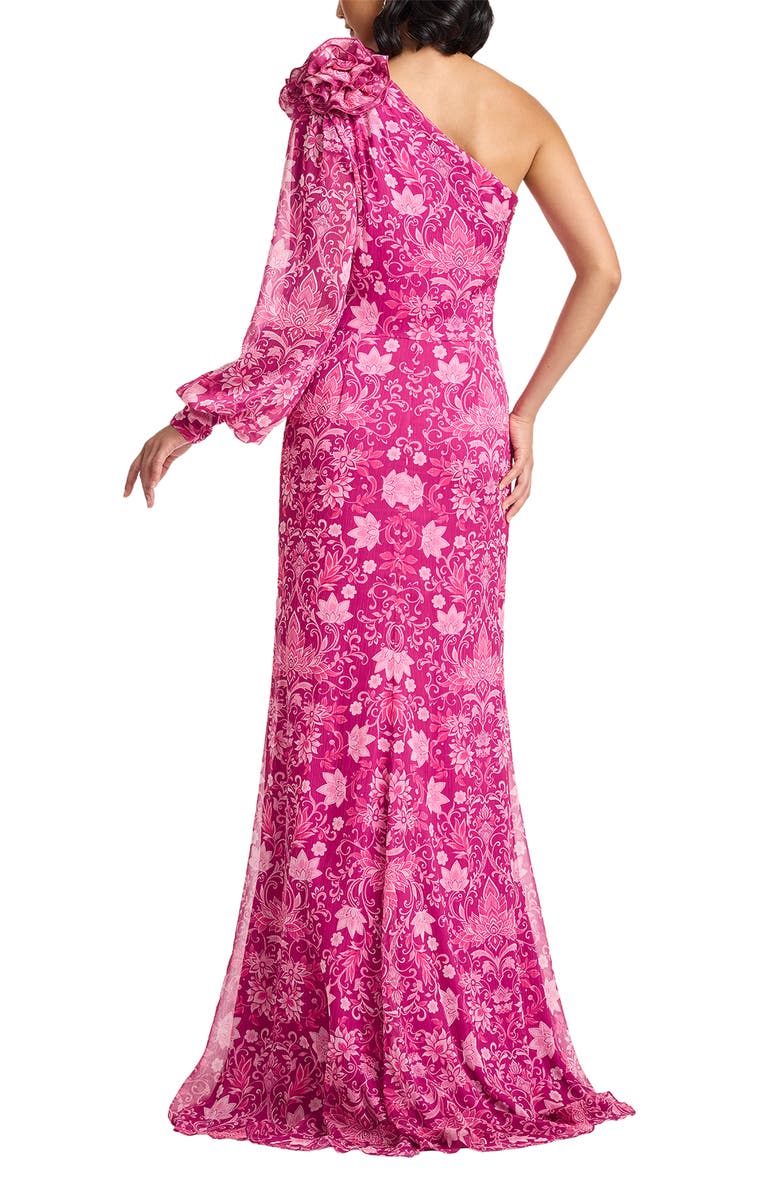 Tadashi Shoji Print One-Shoulder Gown, Alternate, color, 