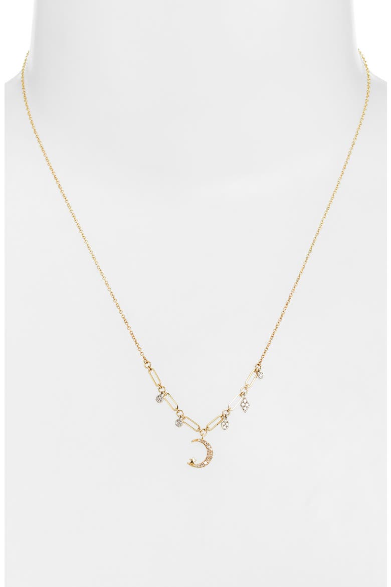 Crescent Moon Diamond Pendant Necklace, Alternate, color, TWO TONED YELLOW GOLD