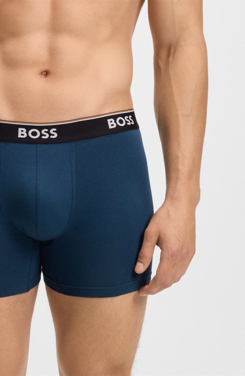 BOSS Assorted 3-Pack Power Stretch Cotton Boxer Briefs, Alternate, color, Blue Multi