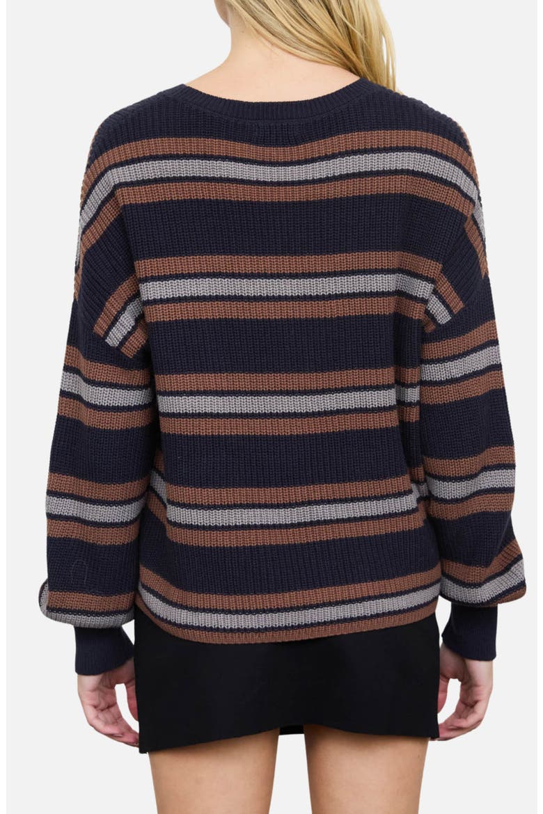 Striped Raw Edge Crewneck Sweater, Alternate, color, NAVY MULTI