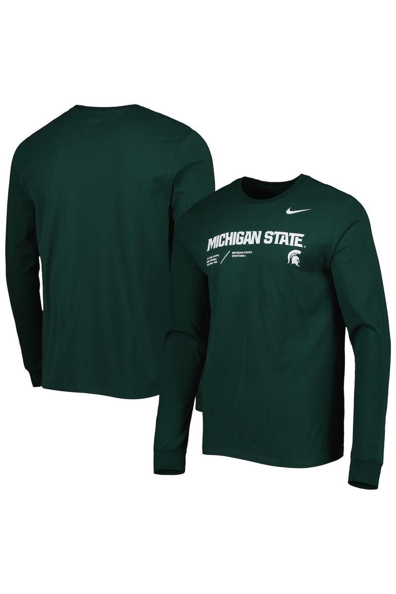 Men's Nike Green Michigan State Spartans Team Practice Performance Long Sleeve T-Shirt, Main, color, Green
