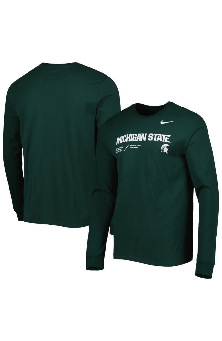 Nike Men's Nike Green Michigan State Spartans Team Practice Performance Long Sleeve T-Shirt, Main, color,