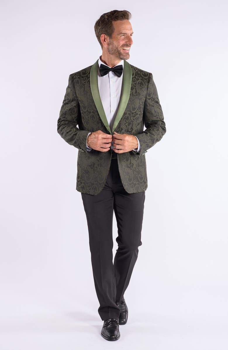 SAVILE ROW CO Paisley Jacquard Evening Jacket, Alternate, color, Olive